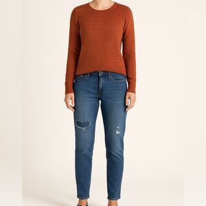 Eddie Bauer Boyfriend Jeans Size 4 | Mid Rise Distressed Blue Relaxed Fit Denim